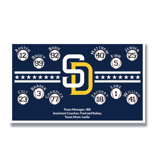 Padres 5 SD Yellow Stars Stripes Team Banner