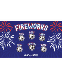 Fireworks blue AYSO custom soccer banner