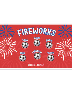 Fireworks Red AYSO custom soccer banner