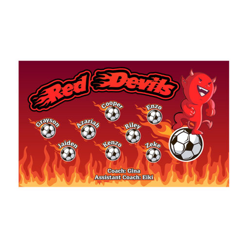 Red Devils AYSO custom soccer banner