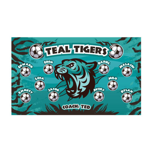 Teal Tiger AYSO custom soccer banner