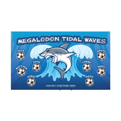 Megalodon Tidal Waves AYSO custom soccer banner