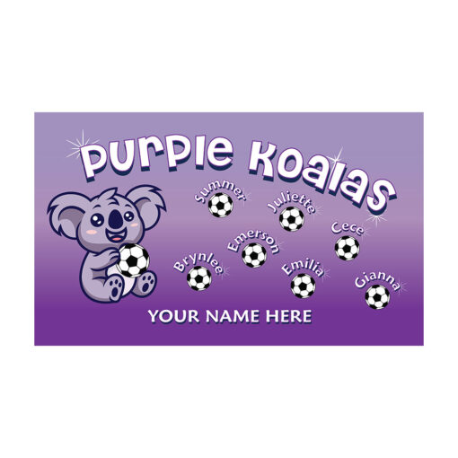 Purple Koalas AYSO custom soccer banner