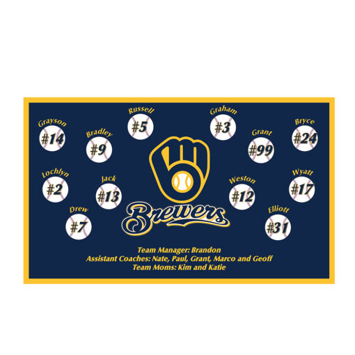 Milwaukee Brewers Classic Custom Little League Baseball Team Banner