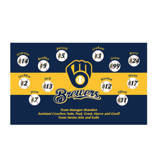 Milwaukee Brewers Classic Custom Little League Baseball Team Banner