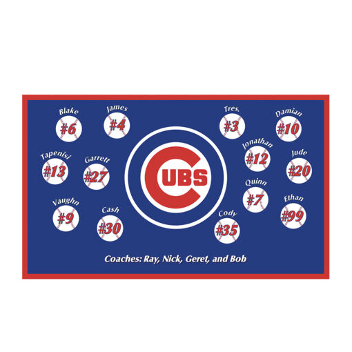 Cubs 2 Blue Custom Little League Baseball Team Banner