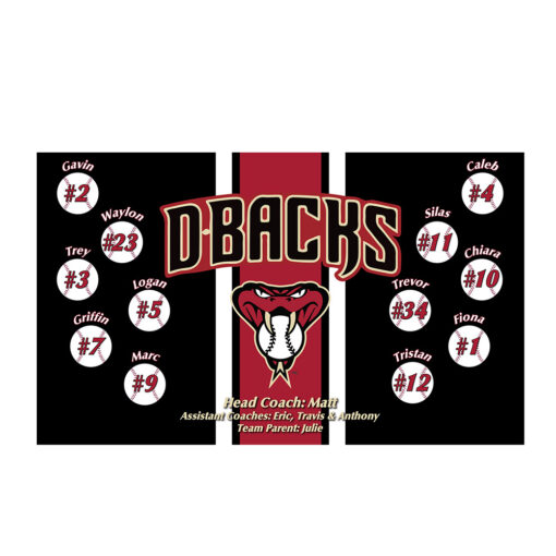 Dbacks Vertical Custom Little League Team Banner