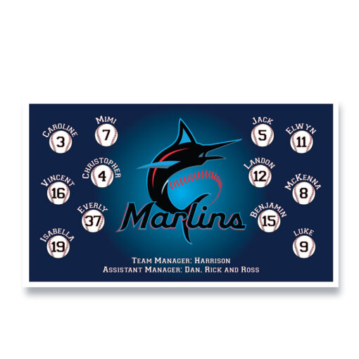 Miami Marlins Custom Team Banner for Little League Baseball