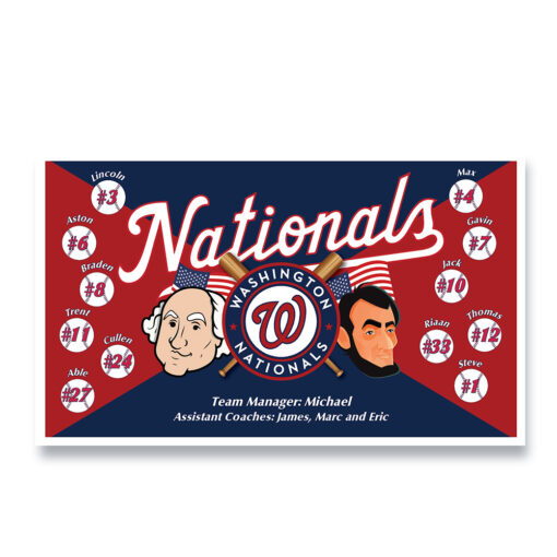 Nationals President 2 Custom Team Banner for Little League Baseball