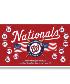 Nationals USA 3 Red Custom Team Banner for Little League Baseball