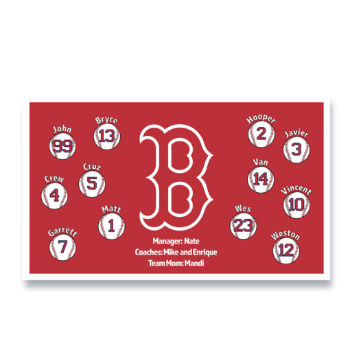 Boston Red Sox red custom little league baseball banner