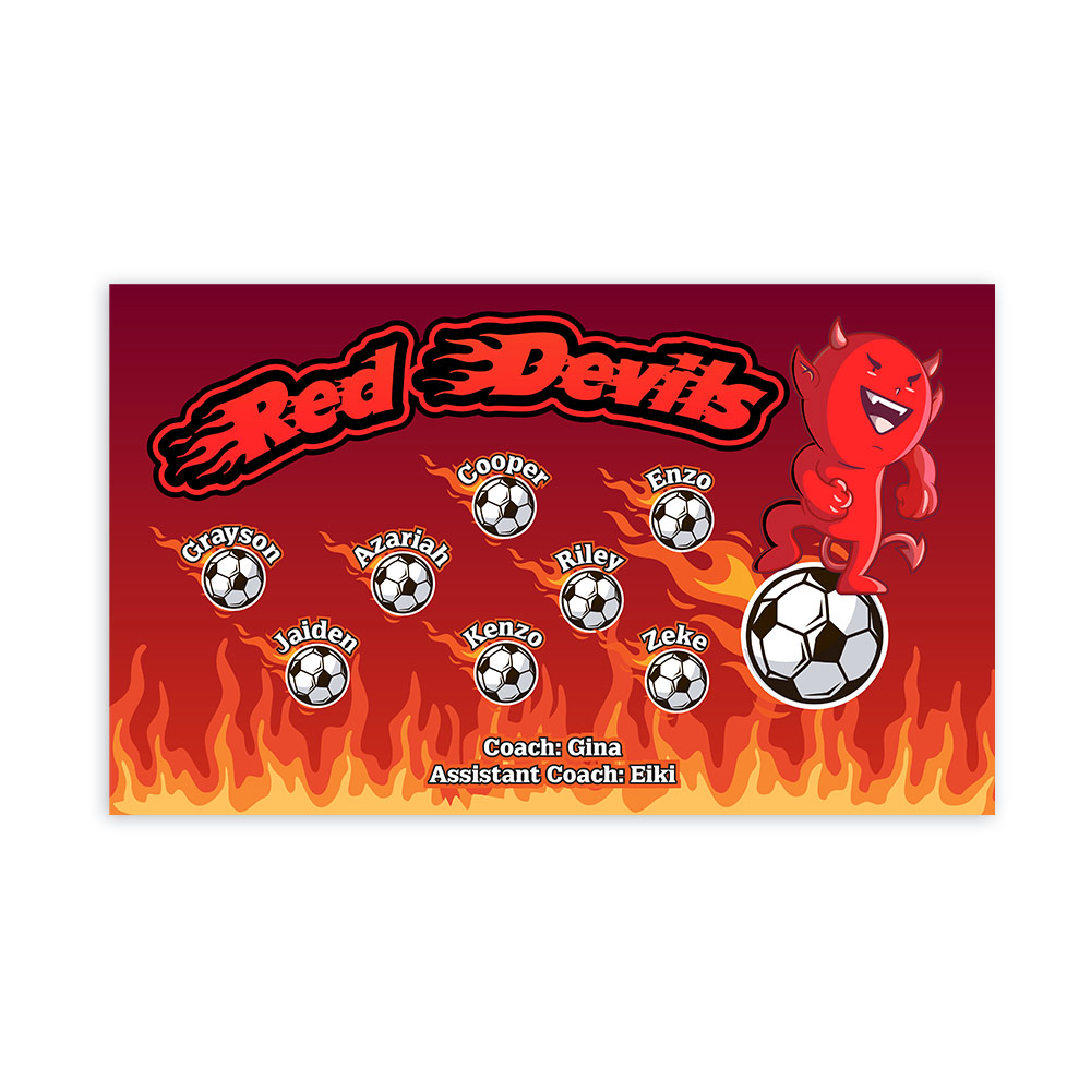 Red Devil 2 AYSO Soccer Banner Custom Design Sports Banner