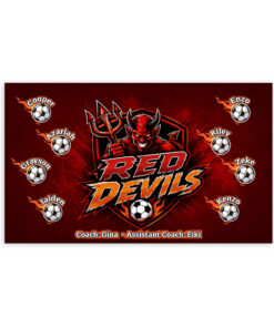 Red Devil 3 AYSO Soccer Banner Custom Design Sports Banner