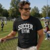 Soccer Gym Men 100 percent cotton tee shirt white text