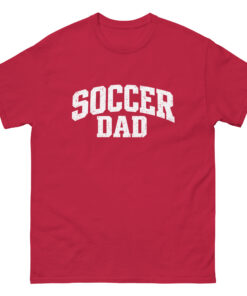 occer Dad Arched - Mens 100 percent cotton tee shirt white text