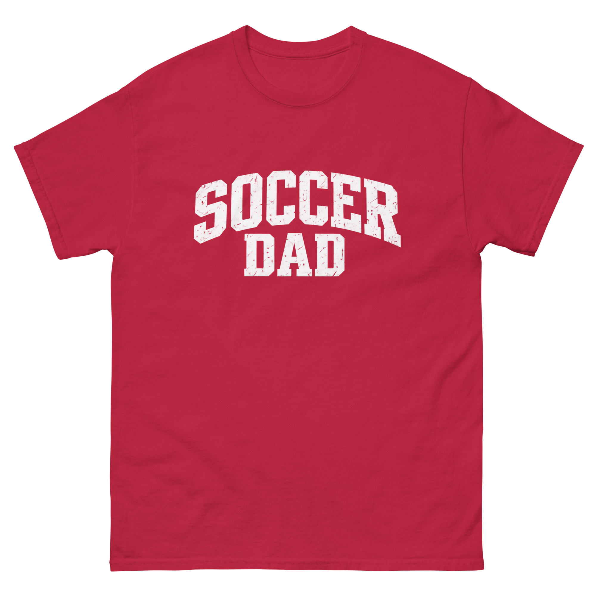 occer Dad Arched - Mens 100 percent cotton tee shirt white text
