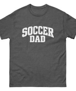 occer Dad Arched - Mens 100 percent cotton tee shirt white text