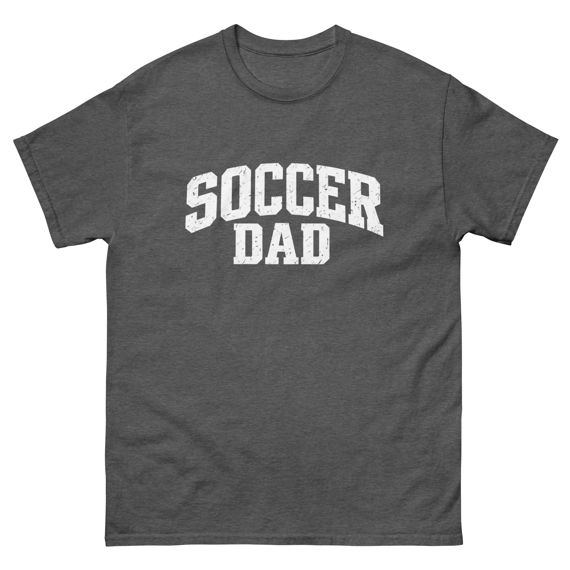 occer Dad Arched - Mens 100 percent cotton tee shirt white text