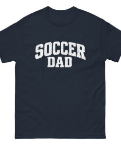 occer Dad Arched - Mens 100 percent cotton tee shirt white text
