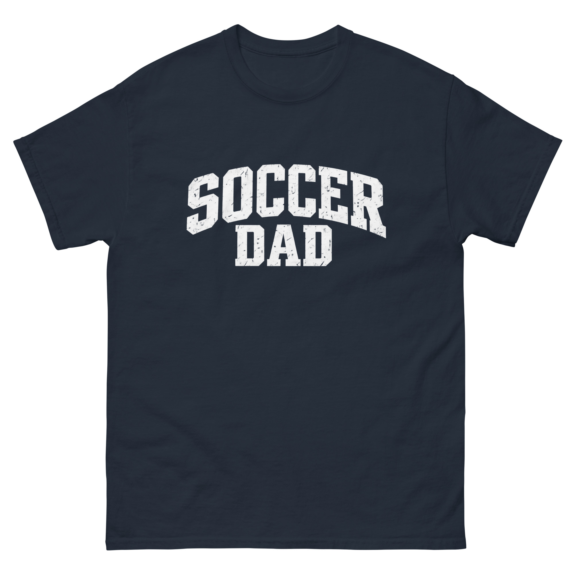 occer Dad Arched - Mens 100 percent cotton tee shirt white text