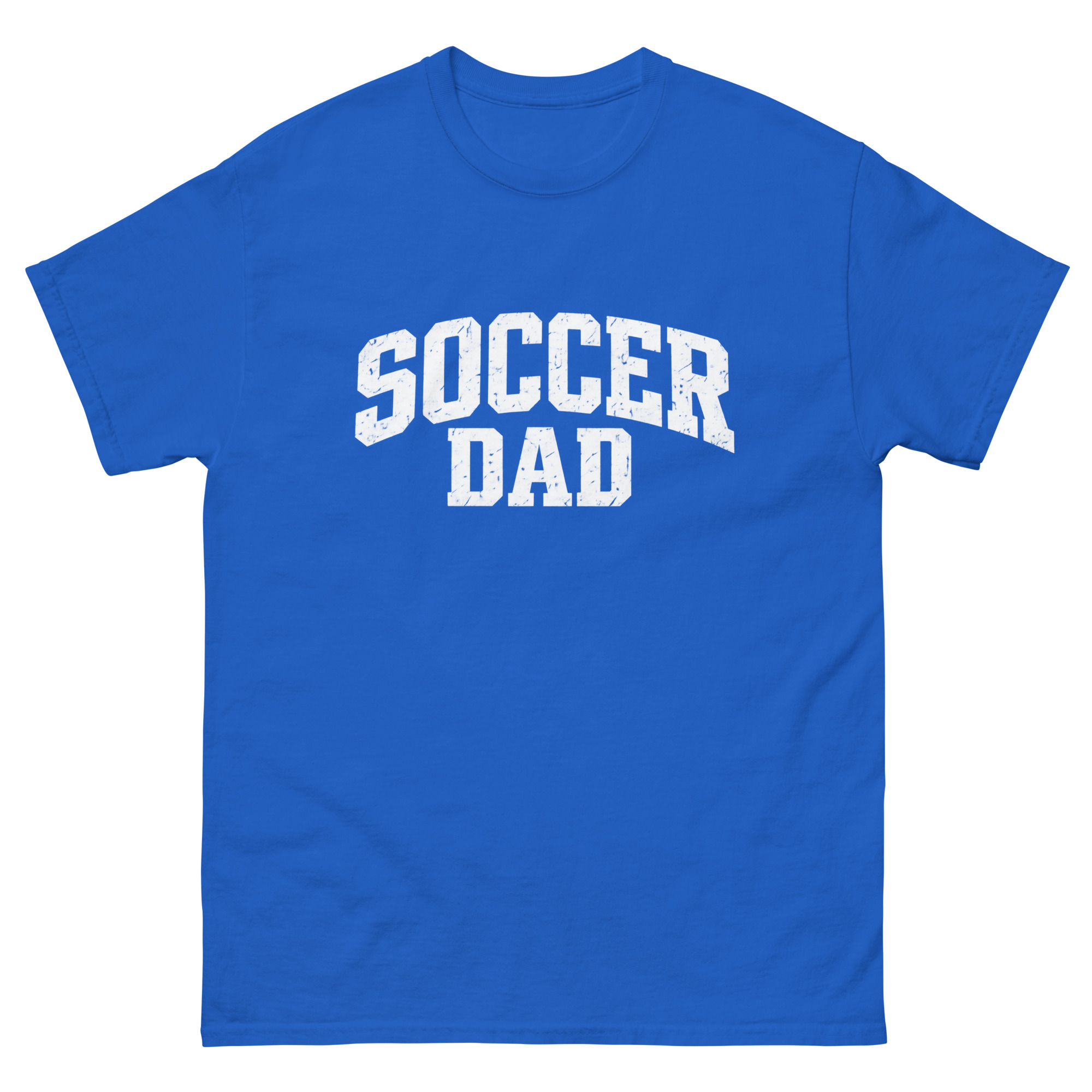 occer Dad Arched - Mens 100 percent cotton tee shirt white text