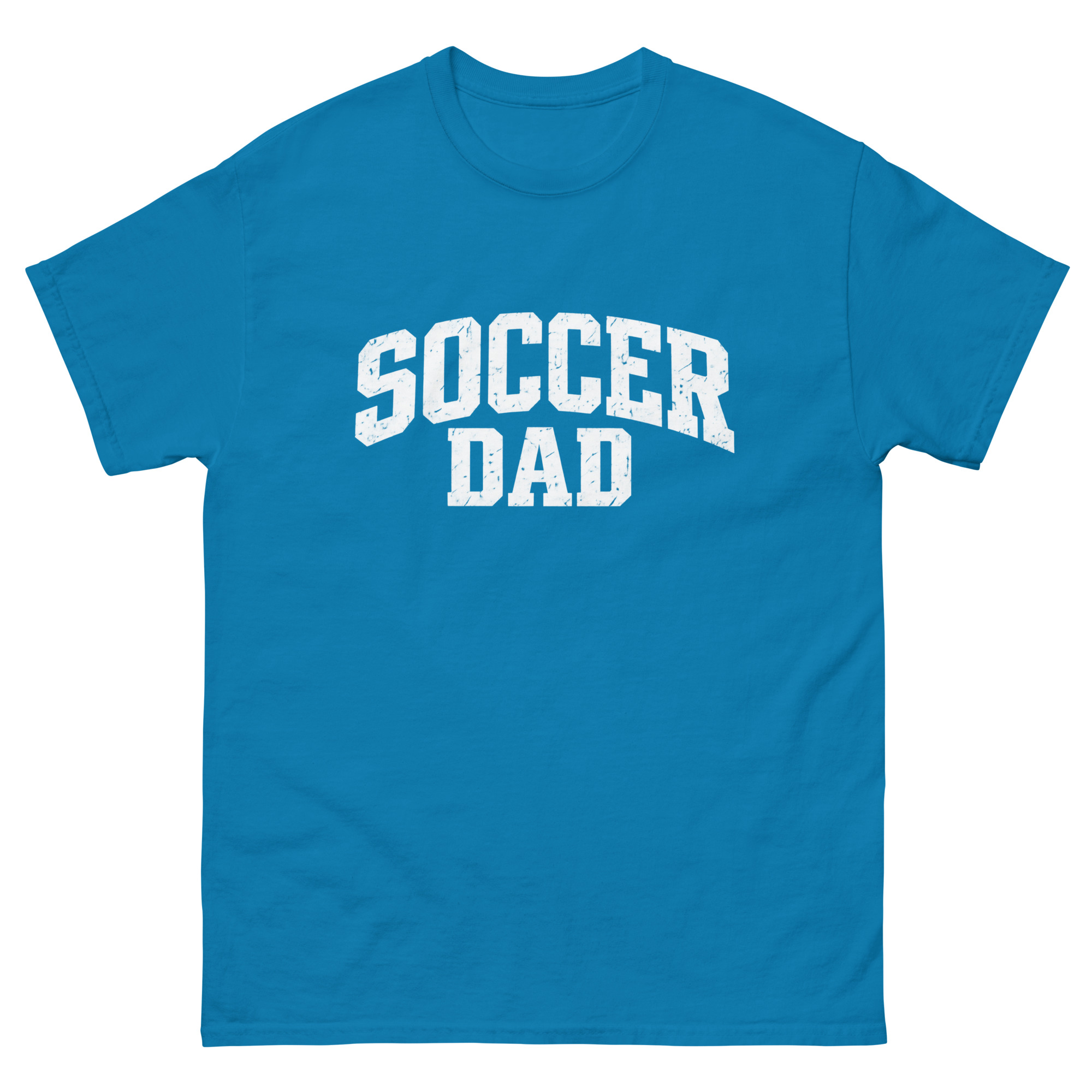 occer Dad Arched - Mens 100 percent cotton tee shirt white text