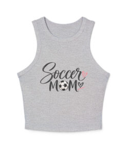 soccer mom 1 micro rib racer tank for women heather gray