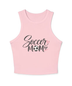 soccer mom 1 micro rib racer tank for women pink