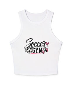 Soccer Gym micro rib racer tank for women white